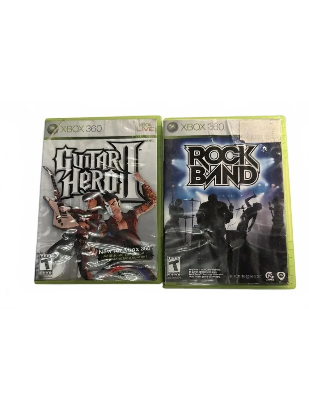 Guitar Hero II and Rock Band Xbox 360 Lot Of 2 COMPLETE Untested
